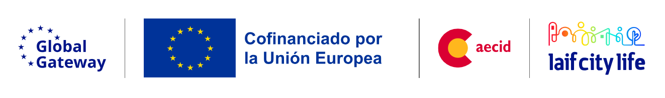 Tren de logos: Global Gateway, Unión Europea, AECID y LAIF City Life